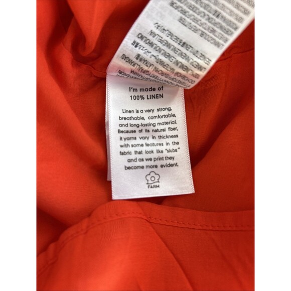 Farm Rio Red White Linen Monsteras Print Mini Button Down Front Dress Sz S NEW - Picture 9 of 9